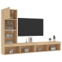 Muebles TV pared con LED 4 pzas madera ingeniería roble Sonoma en Muebles TV | Comprar online en Foru.es