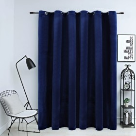 Cortina opaca y anillas metal terciopelo azul oscuro 290x245 cm de vidaXL, Cortinas y visillos - Ref: Foro24-134531, Precio: ...