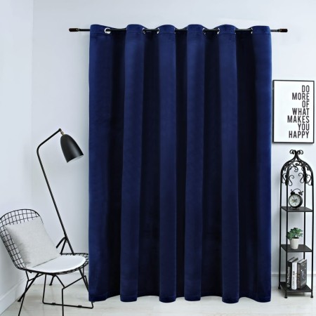 Cortina opaca y anillas metal terciopelo azul oscuro 290x245 cm de vidaXL, Cortinas y visillos - Ref: Foro24-134531, Precio: ...