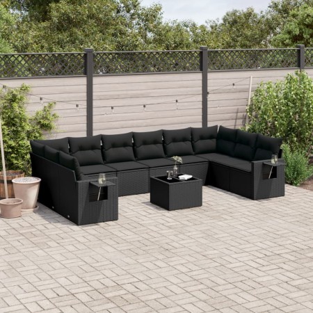 Set de sofás de jardín 11 pzas y cojines ratán sintético negro de , Conjuntos de jardín - Ref: Foro24-3220674, Precio: 687,24...