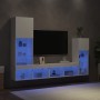 Muebles de TV de pared con LED 4 pzas madera ingeniería blanco en Muebles TV | Comprar online en Foru.es