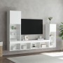 Muebles de TV de pared con LED 4 pzas madera ingeniería blanco en Muebles TV | Comprar online en Foru.es