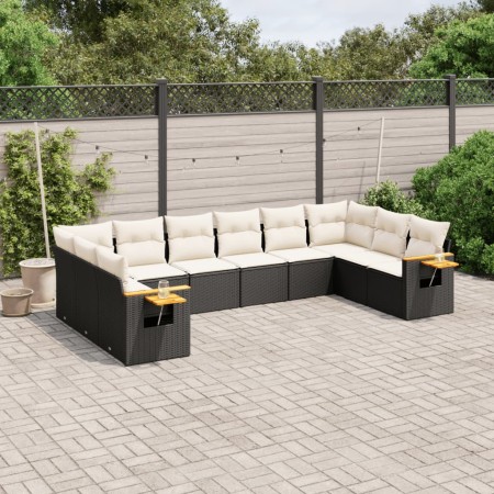 Set de sofás de jardín 10 pzas cojines ratán sintético negro de , Conjuntos de jardín - Ref: Foro24-3227162, Precio: 576,86 €...