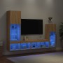 Muebles TV pared con LED 4 pzas madera ingeniería roble Sonoma en Muebles TV | Comprar online en Foru.es