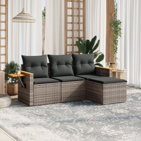 Set de sofás de jardín 4 pzas y cojines ratán sintético gris de , Conjuntos de jardín - Ref: Foro24-3226746, Precio: 248,26 €...