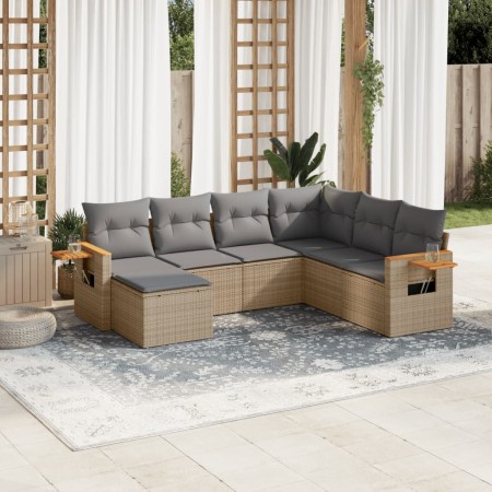Set sofás de jardín 7 piezas y cojines ratán sintético beige de , Conjuntos de jardín - Ref: Foro24-3227046, Precio: 437,87 €...