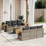 Set de sofás de jardín 7 piezas con cojines ratán PE gris de , Conjuntos de jardín - Ref: Foro24-3226634, Precio: 444,51 €, D...