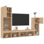 Muebles TV pared con LED 4 pzas madera ingeniería roble Sonoma en Muebles TV | Comprar online en Foru.es