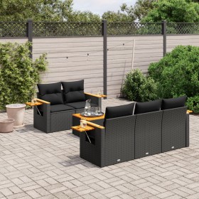 Set de sofás de jardín 6 piezas y cojines ratán sintético negro de , Conjuntos de jardín - Ref: Foro24-3226622, Precio: 425,2...
