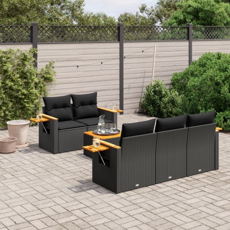 Set de sofás de jardín 6 piezas y cojines ratán sintético negro de , Conjuntos de jardín - Ref: Foro24-3226622, Precio: 425,2...