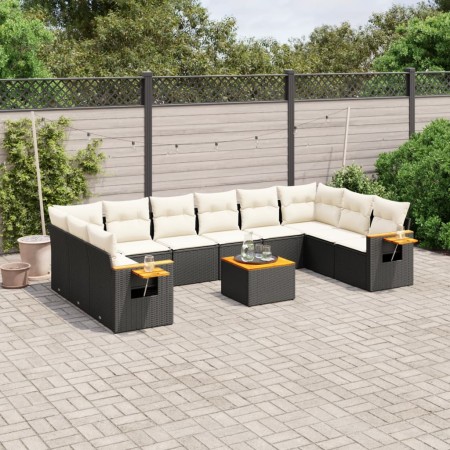 Set de sofás de jardín 11 pzas y cojines ratán sintético negro de , Conjuntos de jardín - Ref: Foro24-3227169, Precio: 616,34...