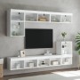 Muebles de TV de pared con LED 8 pzas madera ingeniería blanco en Muebles TV | Comprar online en Foru.es