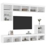 Muebles de TV de pared con LED 8 pzas madera ingeniería blanco en Muebles TV | Comprar online en Foru.es