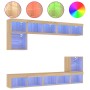 Muebles TV pared con LED 8 pzas madera ingeniería roble Sonoma en Muebles TV | Comprar online en Foru.es