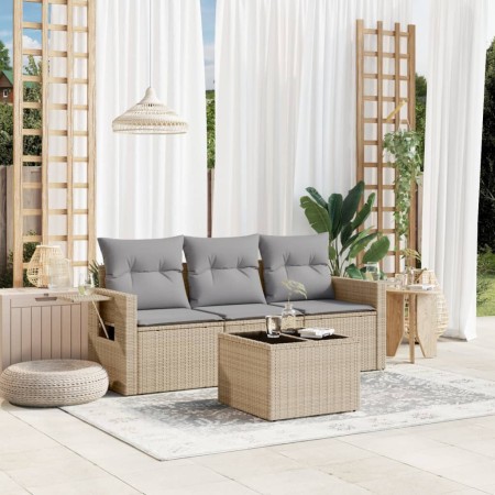 Juego de sofás jardín con cojines 4 pzas ratán sintético beige de , Conjuntos de jardín - Ref: Foro24-3252206, Precio: 295,94...