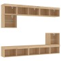Muebles TV pared con LED 8 pzas madera ingeniería roble Sonoma en Muebles TV | Comprar online en Foru.es