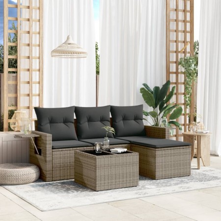 Set de sofás de jardín 4 pzas y cojines ratán sintético gris de , Conjuntos de jardín - Ref: Foro24-3252407, Precio: 268,17 €...