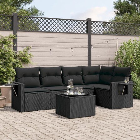 Set de sofás de jardín 6 piezas y cojines ratán sintético negro de , Conjuntos de jardín - Ref: Foro24-3252472, Precio: 419,8...