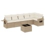 Set sofás de jardín 7 piezas y cojines ratán sintético beige de , Conjuntos de jardín - Ref: Foro24-3252535, Precio: 519,02 €...