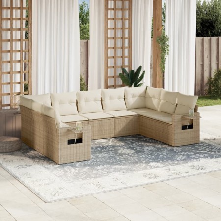 Set de sofás de jardín 9 pzas con cojines ratán sintético beige de , Conjuntos de jardín - Ref: Foro24-3252935, Precio: 681,0...