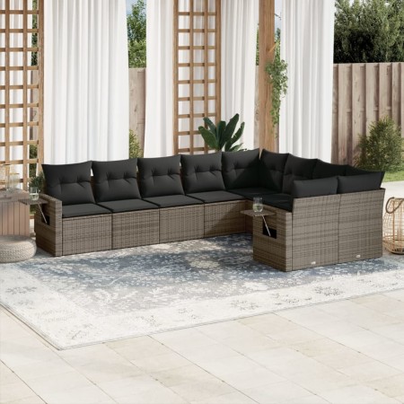 Set de muebles de jardín 9 pzas y cojines ratán sintético gris de , Conjuntos de jardín - Ref: Foro24-3252977, Precio: 580,04...