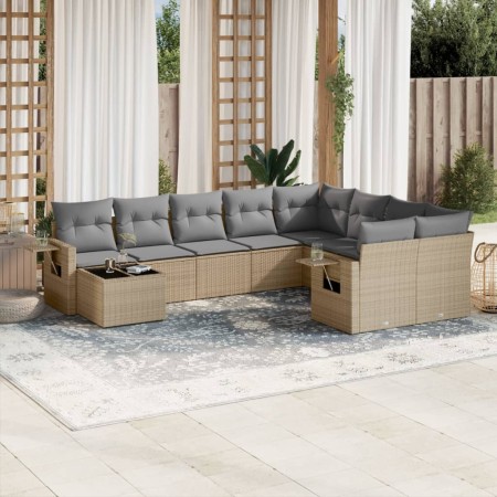 Juego de sofás jardín con cojines beige 10 pzas ratán sintético de , Conjuntos de jardín - Ref: Foro24-3252996, Precio: 675,8...