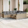 Set de sofás de jardín 11pzas con cojines ratán sintético beige de , Conjuntos de jardín - Ref: Foro24-3253036, Precio: 696,3...