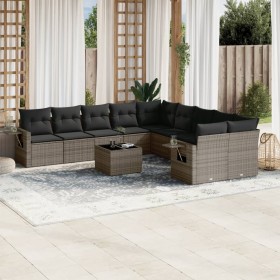 Set de sofás de jardín 11 pzas y cojines ratán sintético gris de , Conjuntos de jardín - Ref: Foro24-3253057, Precio: 649,55 ...