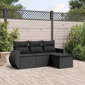 Juego de sofás jardín 4 pzas con cojines ratán sintético negro de , Conjuntos de jardín - Ref: Foro24-3221264, Precio: 255,77...