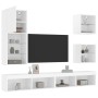 Muebles de TV de pared con LED 5 pzas madera ingeniería blanco en Muebles TV | Comprar online en Foru.es