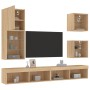 Muebles TV pared con LED 5 pzas madera ingeniería roble Sonoma en Muebles TV | Comprar online en Foru.es