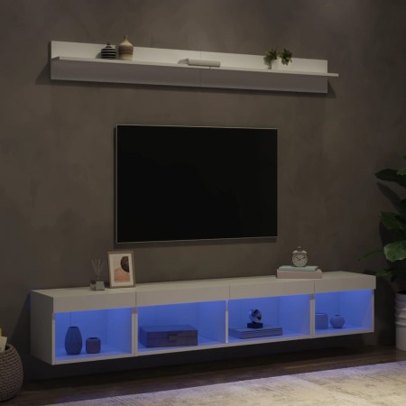 Muebles de TV de pared con LED 5 pzas madera ingeniería blanco en Muebles TV | Comprar online en Foru.es