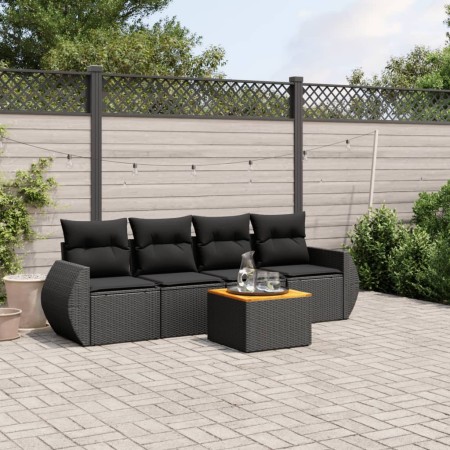 Set de muebles de jardín 5 pzas y cojines ratán sintético negro de , Conjuntos de jardín - Ref: Foro24-3224879, Precio: 306,8...