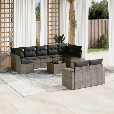 Set de sofás de jardín 10 pzas con cojines ratán sintético gris de , Conjuntos de jardín - Ref: Foro24-3219420, Precio: 577,4...