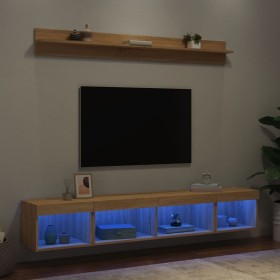 Muebles TV pared con LED 5 pzas madera ingeniería roble Sonoma en Muebles TV | Comprar online en Foru.es