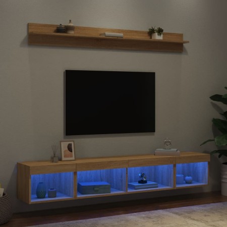 Muebles TV pared con LED 5 pzas madera ingeniería roble Sonoma en Muebles TV | Comprar online en Foru.es