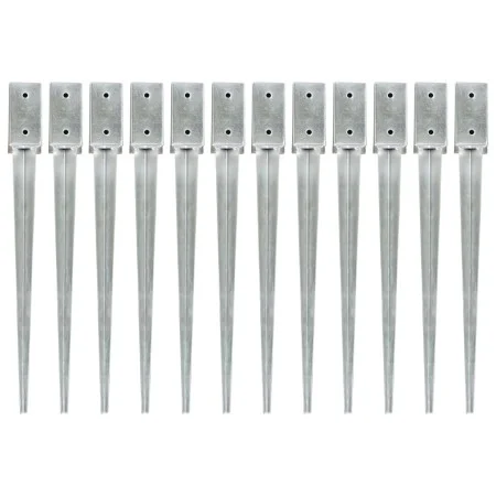 Erdspieße 12 Stück silber verzinkter Stahl 7x7x75 cm von vidaXL, Spikes zur Verankerung im Boden - Ref: Foro24-145403, Preis:...