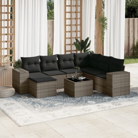 Set de sofás de jardín 8 pzas y cojines ratán sintético gris de , Conjuntos de jardín - Ref: Foro24-3222909, Precio: 477,07 €...