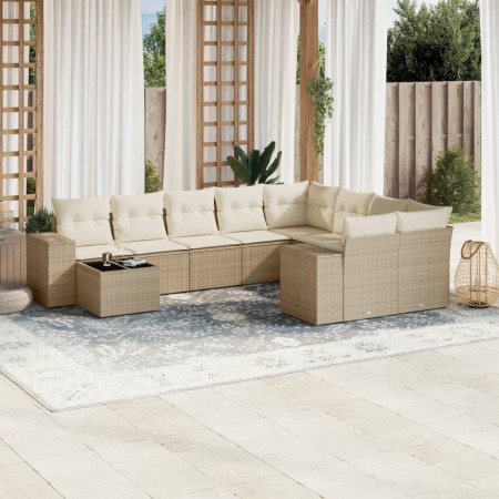 Juego de sofás jardín con cojines beige 10 pzas ratán sintético de , Conjuntos de jardín - Ref: Foro24-3223057, Precio: 655,7...