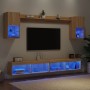 Muebles TV pared con LED 6 pzas madera ingeniería roble Sonoma en Muebles TV | Comprar online en Foru.es