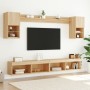 Muebles TV pared con LED 6 pzas madera ingeniería roble Sonoma en Muebles TV | Comprar online en Foru.es