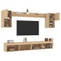 Muebles TV pared con LED 6 pzas madera ingeniería roble Sonoma en Muebles TV | Comprar online en Foru.es