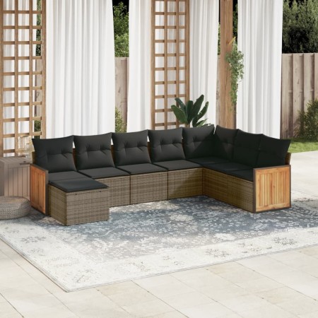 Set de sofás de jardín 8 pzas y cojines ratán sintético gris de , Conjuntos de jardín - Ref: Foro24-3227929, Precio: 473,11 €...