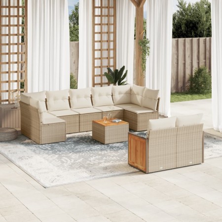 Juego de sofás jardín con cojines beige 10 pzas ratán sintético de , Conjuntos de jardín - Ref: Foro24-3227976, Precio: 611,6...