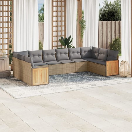 Juego de sofás jardín con cojines beige 10 pzas ratán sintético de , Conjuntos de jardín - Ref: Foro24-3228005, Precio: 626,2...