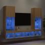 Muebles TV pared con LED 5 pzas madera ingeniería roble Sonoma en Muebles TV | Comprar online en Foru.es
