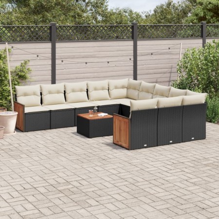 Set de sofás de jardín 12 piezas cojines ratán sintético negro de , Conjuntos de jardín - Ref: Foro24-3228114, Precio: 649,65...