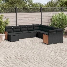 Set de sofás de jardín 11 pzas y cojines ratán sintético negro de , Conjuntos de jardín - Ref: Foro24-3228246, Precio: 705,10...