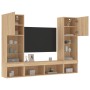 Muebles TV pared con LED 5 pzas madera ingeniería roble Sonoma en Muebles TV | Comprar online en Foru.es
