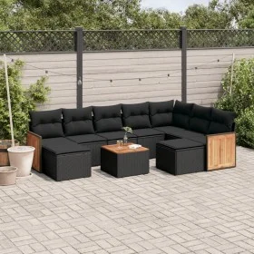 Set de sofás de jardín 10 pzas cojines ratán sintético negro de , Conjuntos de jardín - Ref: Foro24-3228225, Precio: 578,79 €...